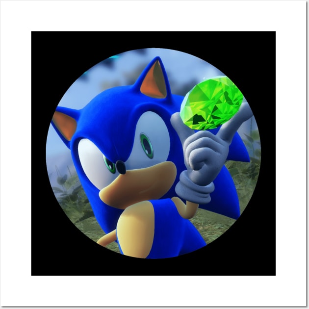Sonic the Hedgehog with Chaos Emerald Wall Art by Sonic Mobian